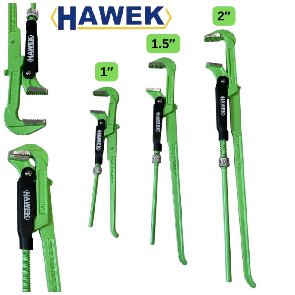 Комплект Водопроводни Ключове HAWEK 90° 1", 1.5" и 2" Хром-Ванадиева Стомана