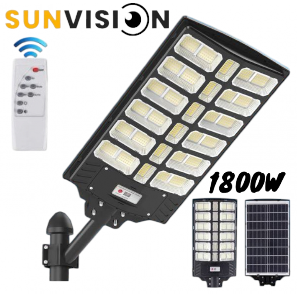 Соларна LED Улична Лампа SUNVISION 1800W Голяма с Дистанционно Управление 20 Секции BK280-20 Соларна LED Улична Лампа SUNVISION 1800W Голяма с Дистанционно Управление 20 Секции BK280-20