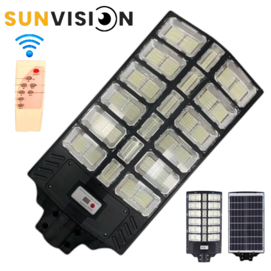 Соларна LED Улична Лампа SUNVISION 1800W Голяма с Дистанционно Управление 20 Секции BK280-20 Соларна LED Улична Лампа SUNVISION 1800W Голяма с Дистанционно Управление 20 Секции BK280-20