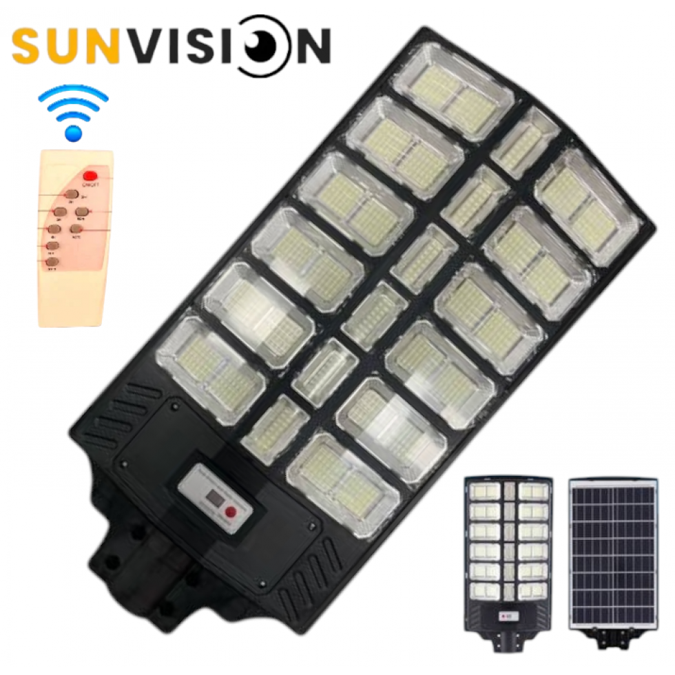 Соларна LED Улична Лампа SUNVISION 1800W Голяма с Дистанционно Управление 20 Секции BK280-20 Соларна LED Улична Лампа SUNVISION 1800W Голяма с Дистанционно Управление 20 Секции BK280-20