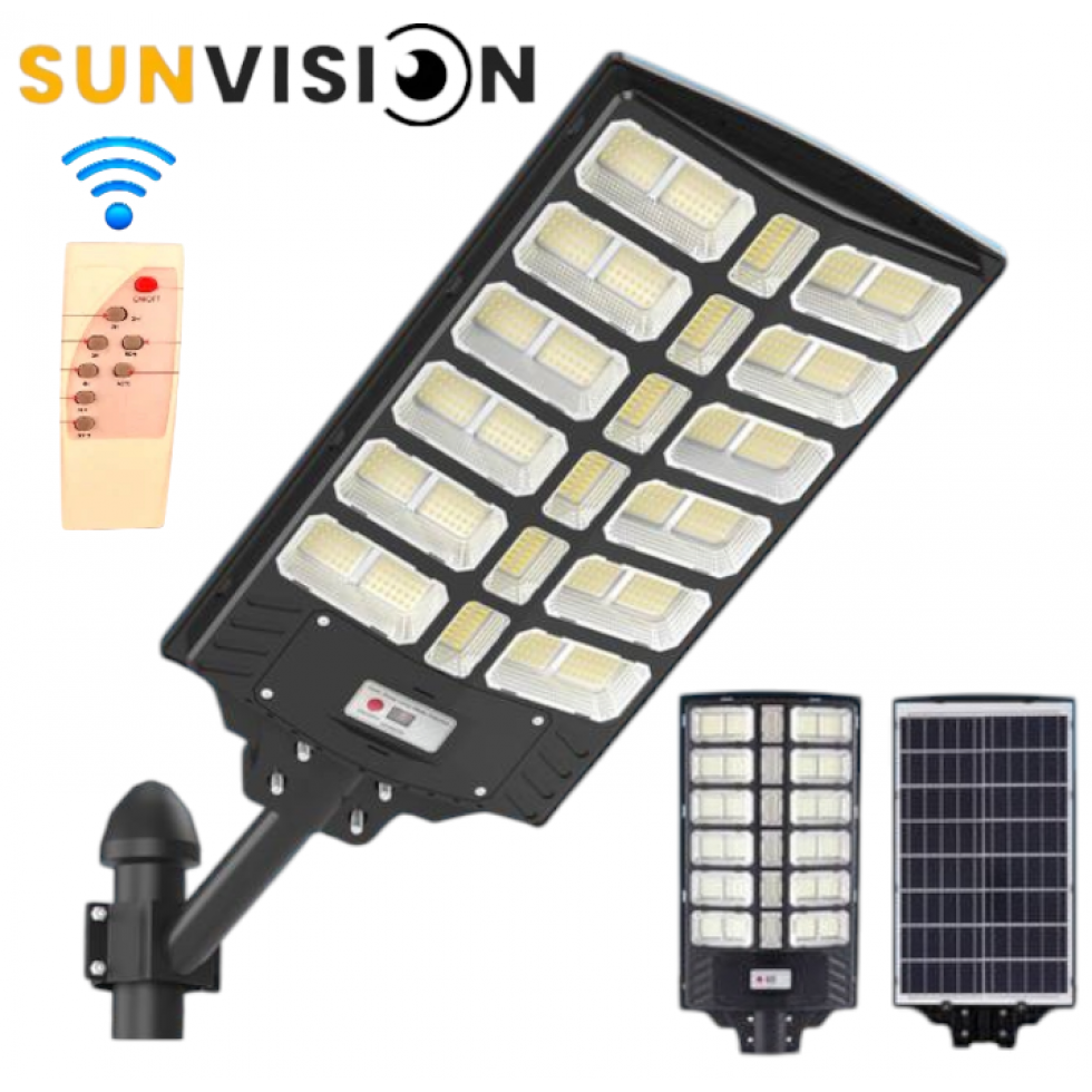Соларна LED Улична Лампа SUNVISION 1800W Голяма с Дистанционно Управление 20 Секции BK280-20 Соларна LED Улична Лампа SUNVISION 1800W Голяма с Дистанционно Управление 20 Секции BK280-20