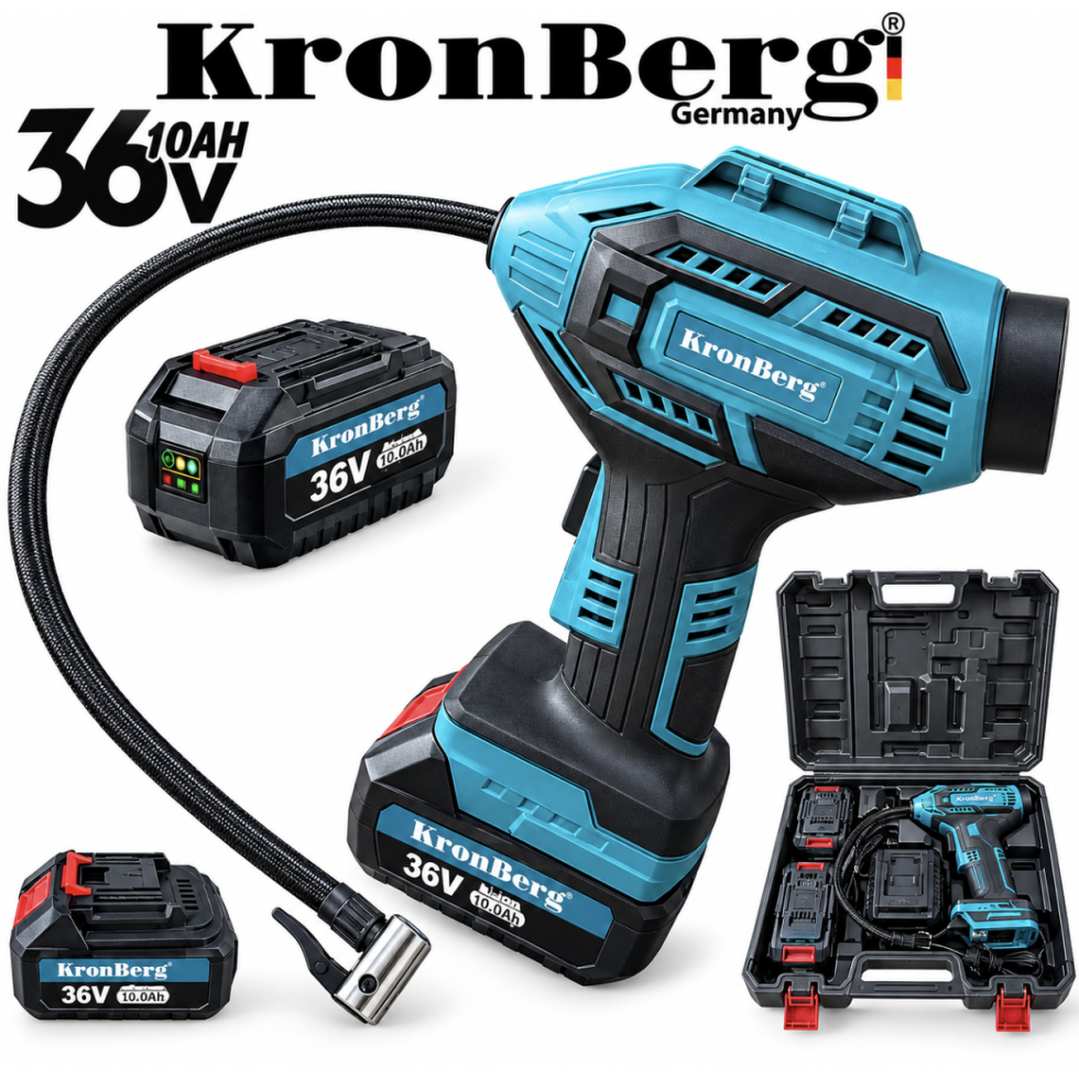 Акумулаторен Безчетков Компресор за Въздух 36V 10AH KRONBERG 2 Батерии Акумулаторен Безчетков Компресор за Въздух 36V 10AH KRONBERG 2 Батерии