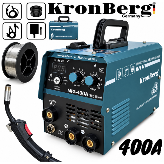 Телоподаващо и Инверторен Електрожен Комбиниран 2в1 KRONBERG 400A Заваръчен Апарат