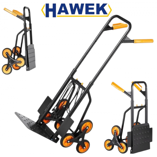 Количка за Стълби HAWEK HW-9034 Сгъваема Транспортна Количка с 6 колела Товароносимост 200кг