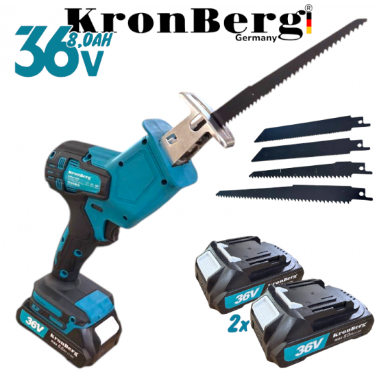 Акумулаторен Мини Безчетков Саблен Трион с 4 Ножа KRONBERG 36V 8,0AH Прав Трион за Месо Дърво Пластмаса Желязо Метал и ДР. 2 Батерии Акумулаторен Мини Безчетков Саблен Трион с 4 Ножа KRONBERG 36V 8,0AH Прав Трион за Месо Дърво Пластмаса Желязо Метал и ДР. 2 Батерии