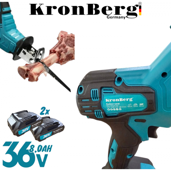Акумулаторен Мини Безчетков Саблен Трион с 4 Ножа KRONBERG 36V 8,0AH Прав Трион за Месо Дърво Пластмаса Желязо Метал и ДР. 2 Батерии Акумулаторен Мини Безчетков Саблен Трион с 4 Ножа KRONBERG 36V 8,0AH Прав Трион за Месо Дърво Пластмаса Желязо Метал и ДР. 2 Батерии