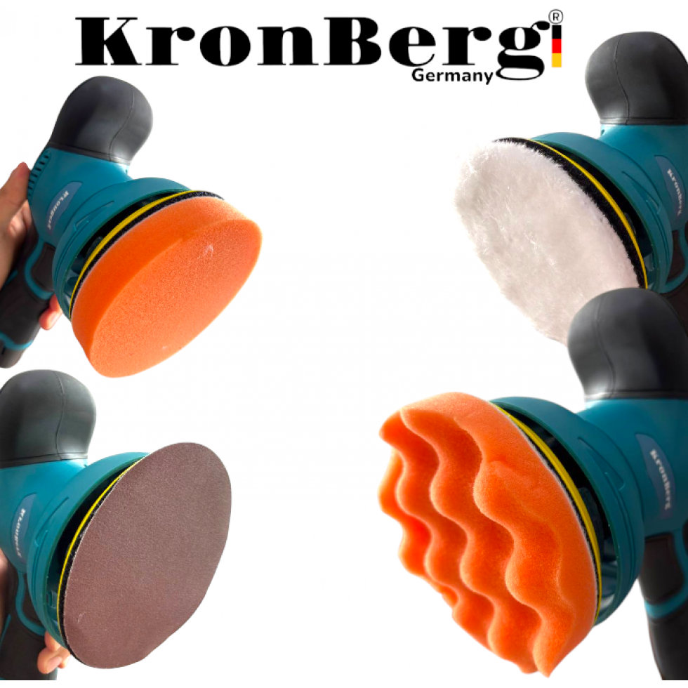Акумулаторна Полирмашина 24V 5AH KRONBERG 125мм с 2 Батерии и Регулация на Обороти Машина за Полиране и Пастиране Акумулаторна Полирмашина 24V 5AH KRONBERG 125мм с 2 Батерии и Регулация на Обороти Машина за Полиране и Пастиране