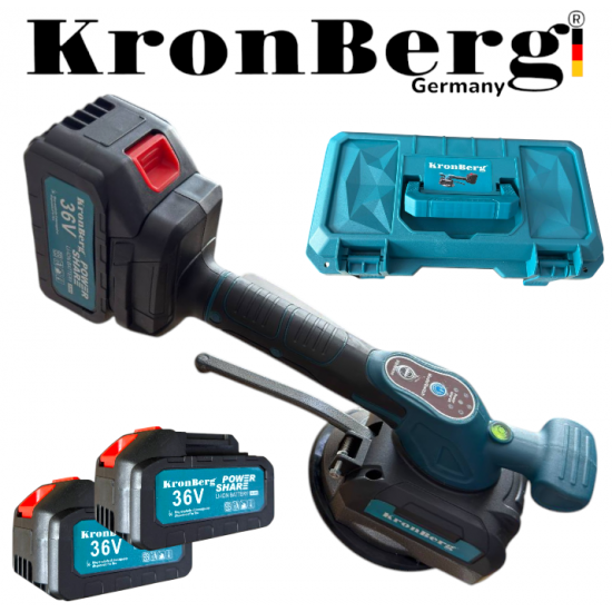 Вендуза за Плочки Акумулаторна KRONBERG 36V 10AH 2 Батерии в Куфар Вакуум Вибромашина 150кг Вендуза за Плочки Акумулаторна KRONBERG 36V 10AH 2 Батерии в Куфар Вакуум Вибромашина 150кг
