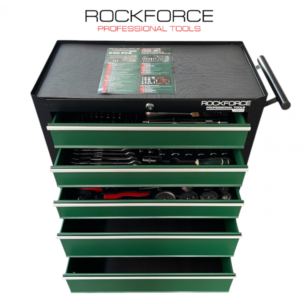 Шкаф с Инструменти 240 части 5 чекмеджета ROCKFORCE Шкаф с Инструменти 240 части 5 чекмеджета ROCKFORCE