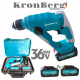 Акумулаторен Професионален Ударен Перфоратор / Бормашина Мини 36V 10AH KRONBERG Мощен и Безчетков с 2 Батерии Зарядно Устройство и Куфар