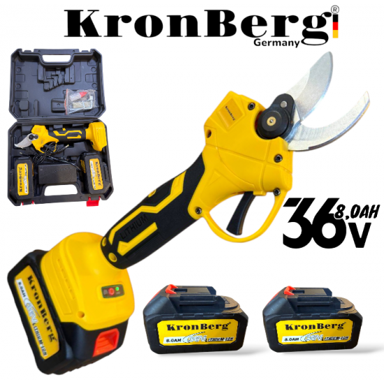 Професионална Акумулаторна Лозарска Ножица 36V 8,0AH KRONBERG 2 Батерии и Куфар Професионална Акумулаторна Лозарска Ножица 36V 8,0AH KRONBERG 2 Батерии и Куфар