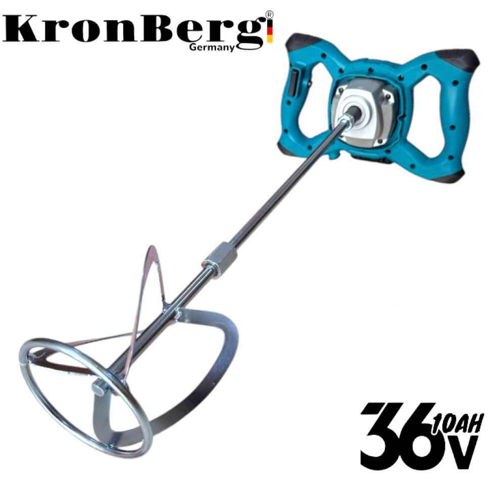 Акумулаторен Mиксер Бъркалка за Бетон Боя и Мазилки Цимент KRONBERG 36V 10AH Безчетков с 2 батерии Акумулаторен Mиксер Бъркалка за Бетон Боя и Мазилки Цимент KRONBERG 36V 10AH Безчетков с 2 батерии