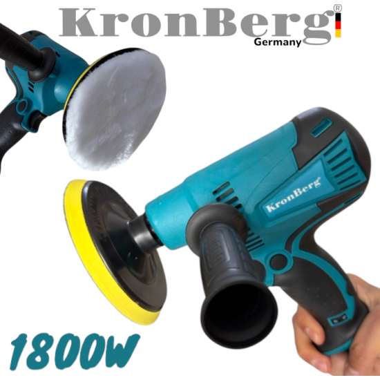 Електрическа Полирмашина 125мм 24V 5AH KRONBERG Машина за Полиране 220V с Регулация на Обороти