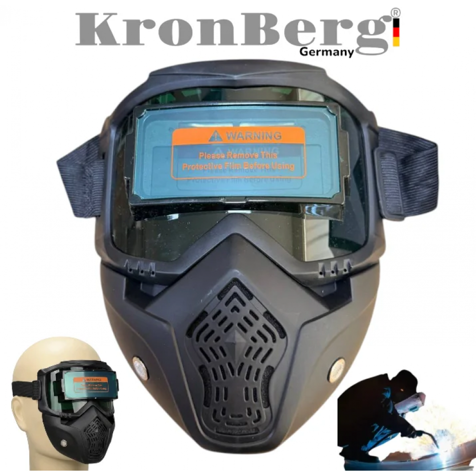 2в1 Телоподаващо с Инверторен Електрожен 400A KRONBERG Заваръчен Апарат до 5мм + Соларен Шлем