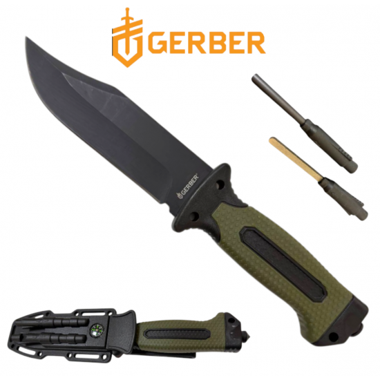 Универсален Нож с Фиксирано Острие GERBER за Оцеляване с Кания и Компас Нож