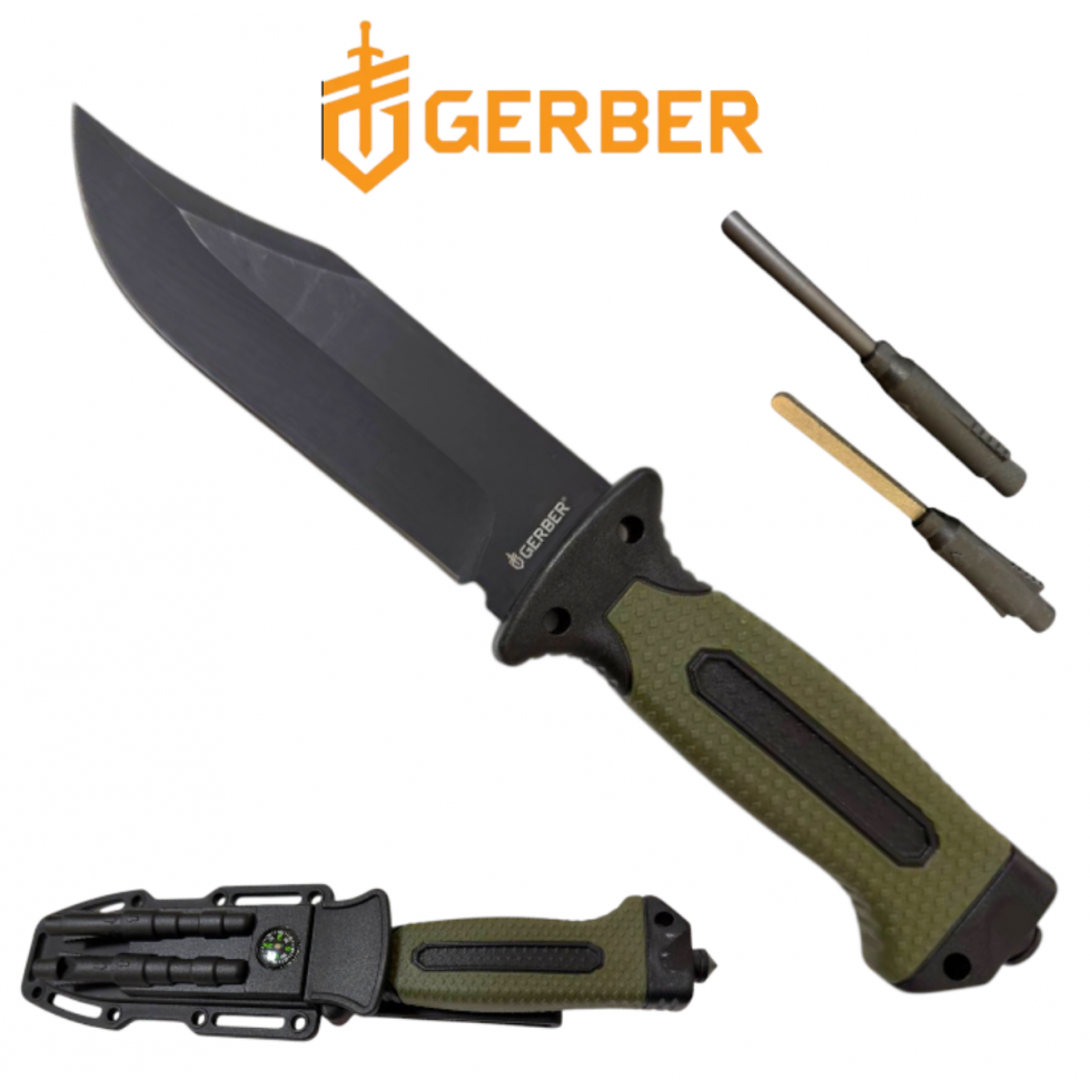 Универсален Нож с Фиксирано Острие GERBER за Оцеляване с Кания и Компас Нож