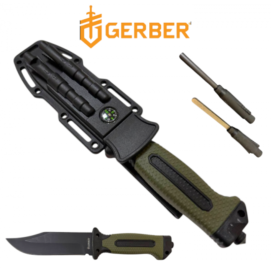 Универсален Нож с Фиксирано Острие GERBER за Оцеляване с Кания и Компас Нож