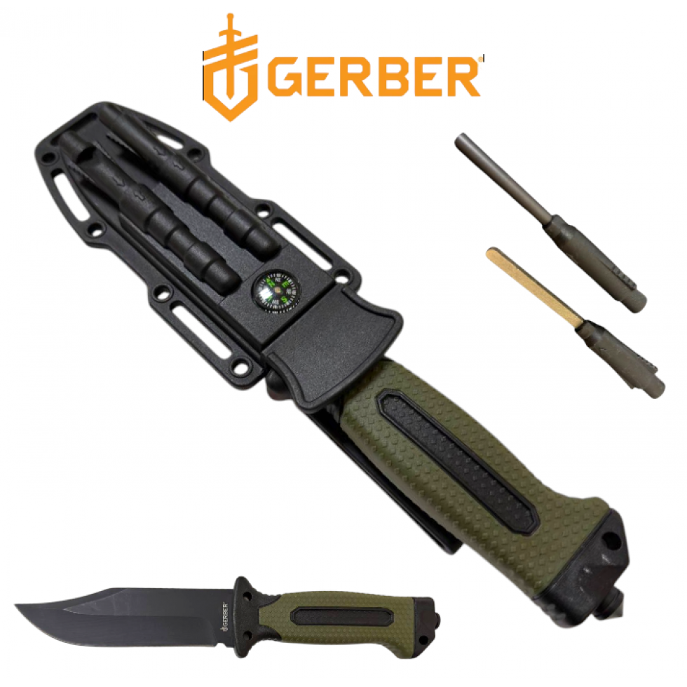 Универсален Нож с Фиксирано Острие GERBER за Оцеляване с Кания и Компас Нож