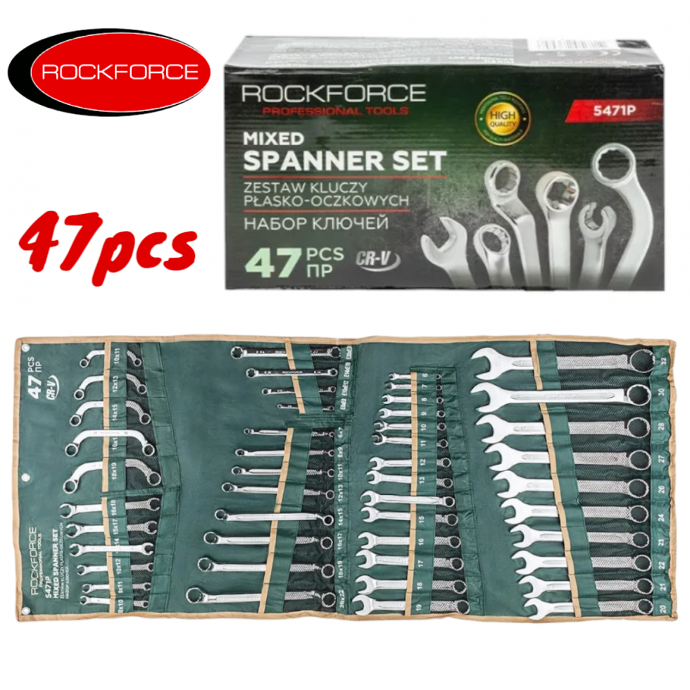 Професионален Комплект Комбинирани Ключове ROCKFORCE 47 части Ключове