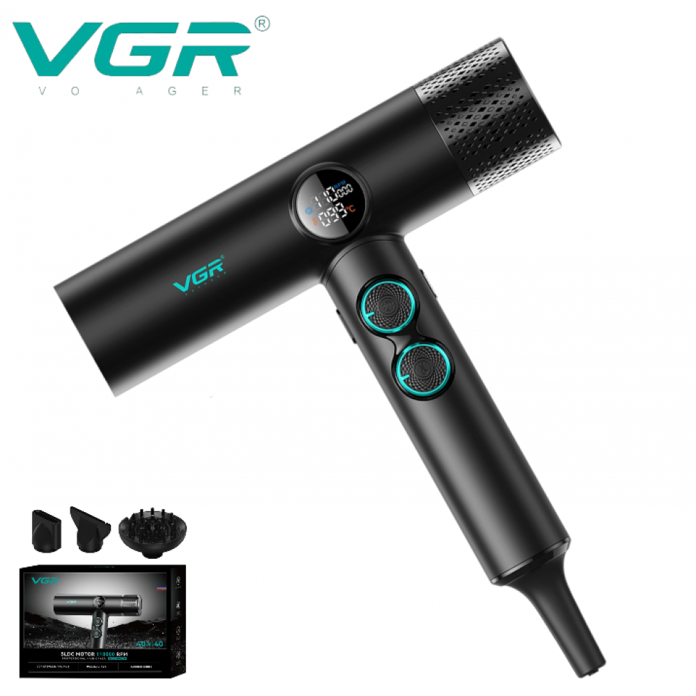 Професионален Сешоар VGR V-401 с LED Дисплей Червен и Черен Сешоар