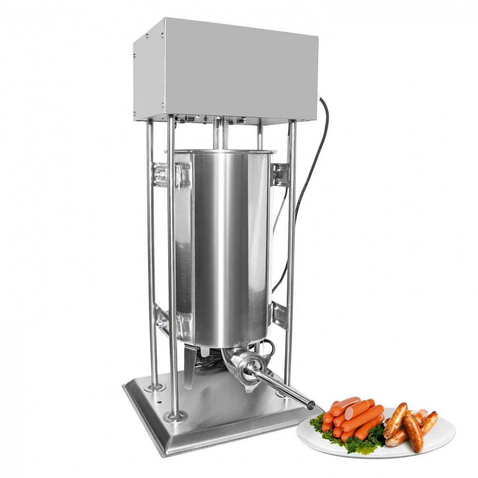 Електрическа Пълначка Професионална за Месо Кайма Наденици Колбаси 15 литра с Педал + 4 фунии Пълначка