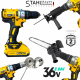 Акумулаторен Винтоверт 36V 8,0AH STAHLMAYER + Приставка Адаптер Зеге Трион + Приставка за Рязане на Ламарина и Метал + Приставка Резачка Трион за Клони 18см шина 2 батерии Акумулаторен Винтоверт 36V 8,0AH STAHLMAYER + Приставка Адаптер Зеге Трион + Приставка за Рязане на Ламарина и Метал + Приставка Резачка Трион за Клони 18см шина 2 батерии