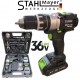 Акумулаторен Винтоверт 36V 8AH STAHLMAYER BLACK Серия + 40 части Инструменти Ударна Бормашина модел 2025 Акумулаторен Винтоверт 36V 8AH STAHLMAYER BLACK Серия + 40 части Инструменти Ударна Бормашина модел 2025