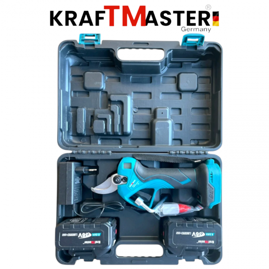 Лозарска Ножица Акумулаторна Градинска с Дисплей 36V 8AH KRAFT MASTER 2 Батерии и Зарядно + Резервен Нож Лозарска Ножица Акумулаторна Градинска с Дисплей 36V 8AH KRAFT MASTER 2 Батерии и Зарядно + Резервен Нож