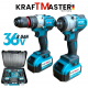 Комплект 2в1 Акумулаторен Винтоверт и Импакт 36V 8Ah KRAFTMASTER 2 Батерии в КУФАР 