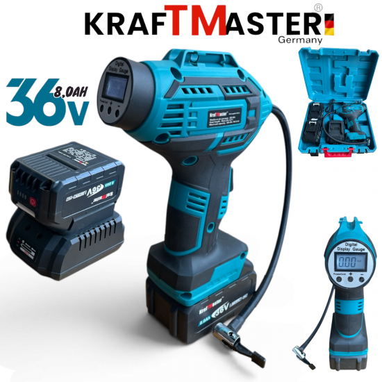 Акумулаторен Компресор за Гуми с 2 батерии 36V 8,0Ah KRAFTMASTER