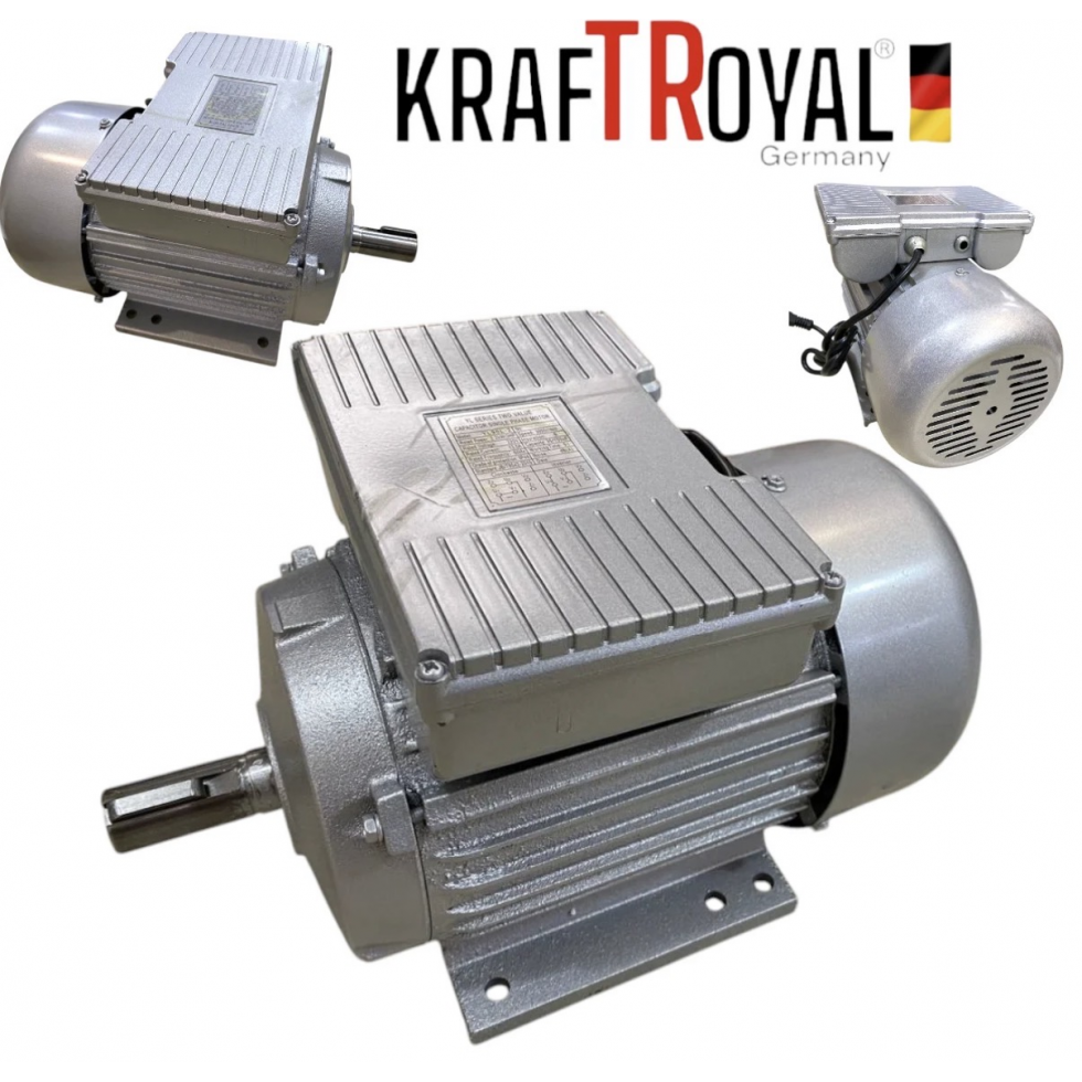 МОНОФАЗЕН ЕЛЕКТРОМОТОР 1.5kW 2800 ОБОРОТА В МИНУТА  KRAFTROYAL ЕЛМОТОР ДВИГАТЕЛ С ШАЙБА ЗА ОСТА
