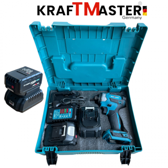 Безчетков Акумулаторен Импакт Драйв Ударен 36V 8,0AH KRAFT MASTER 850Nm 2 Батерии и Зарядно Безчетков Акумулаторен Импакт Драйв Ударен 36V 8,0AH KRAFT MASTER 850Nm 2 Батерии и Зарядно