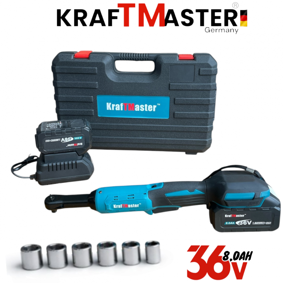 Тресчотка Акумулаторна KRAFT MASTER 2 батерии 36V 8,0AH куфар с вложки