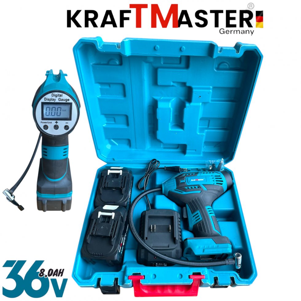 Акумулаторен Компресор за Гуми с 2 батерии 36V 8,0Ah KRAFTMASTER