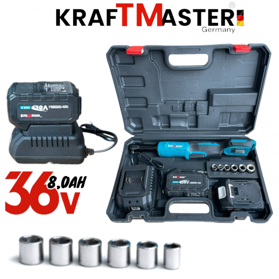 Тресчотка Акумулаторна KRAFT MASTER 2 батерии 36V 8,0AH куфар с вложки Тресчотка Акумулаторна KRAFT MASTER 2 батерии 36V 8,0AH куфар с вложки