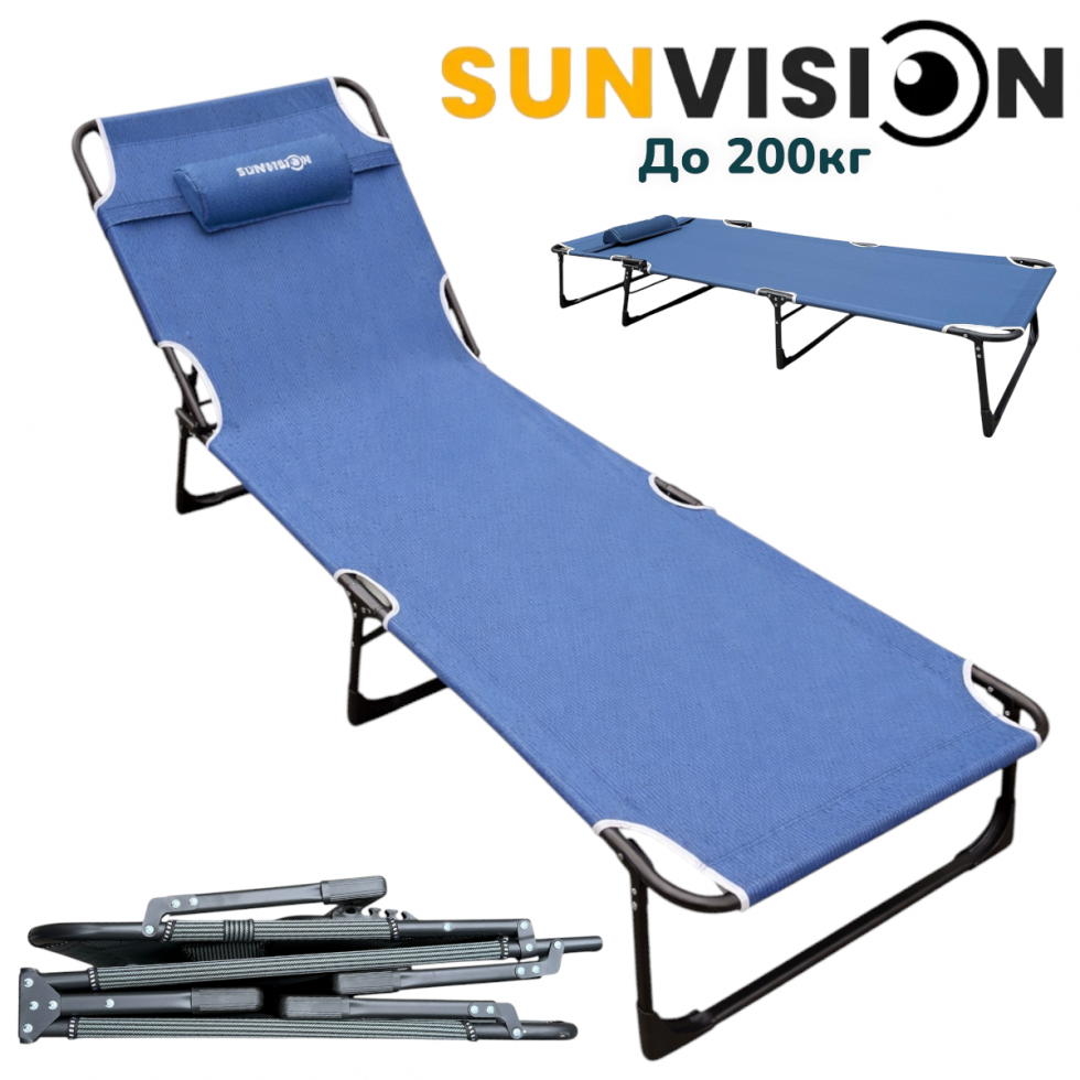 СГЪВАЕМО ПОХОДНО ЛЕГЛО ТИП ШЕЗЛОНГ SUNVISION Сив и Син SV-3998