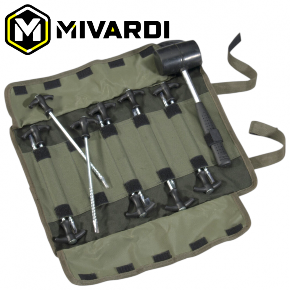 Колчета за Палатка + Гумен Чук Mivardi Bivvi peg set + Чук hammer