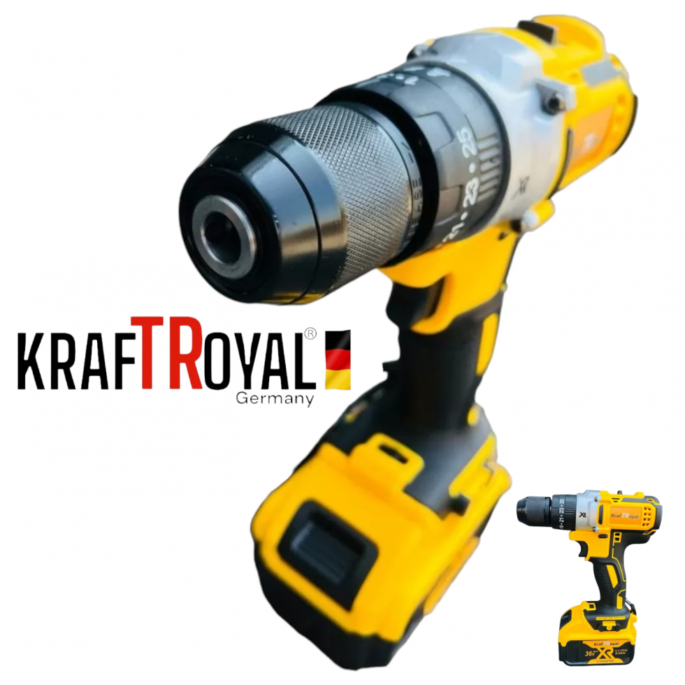 Безчетков Ударен Винтоверт 36V 8,0AH Акумулаторна Бормашина Безжична KRAFTROYAL Безчетков Ударен Винтоверт 36V 8,0AH Акумулаторна Бормашина Безжична KRAFTROYAL