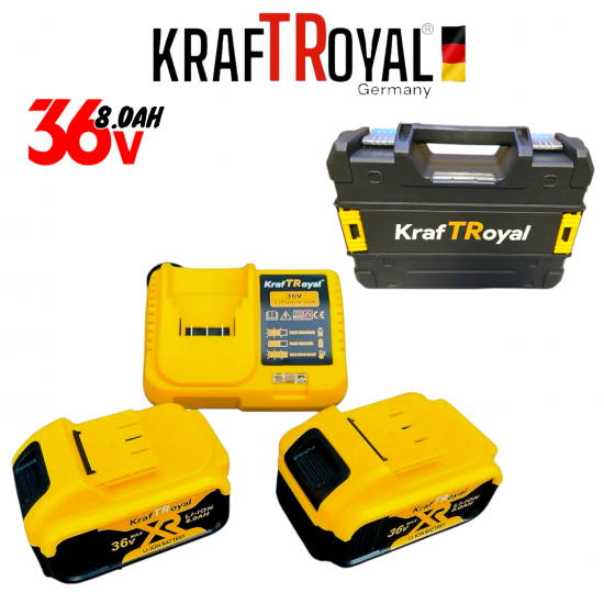 Безчетков Ударен Винтоверт 36V 8,0AH Акумулаторна Бормашина Безжична KRAFTROYAL Безчетков Ударен Винтоверт 36V 8,0AH Акумулаторна Бормашина Безжична KRAFTROYAL