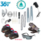 5в1 Акумулаторен Градински Промо Комплект Телескопичен Прът Духалка за Листа Резачка за Клони Лозарска Ножица и Тример за Трева 36V 8,0AH 3 Батерии