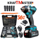 Акумулаторен Гайковерт - Импакт Комбиниран + 35 части Инструменти KRAFT MASTER 36V 8,0AH 2 Батерии и Зарядно в Куфар