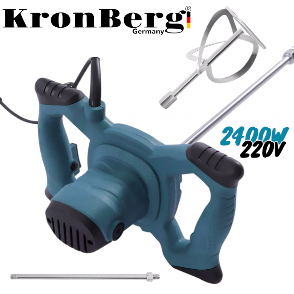 Строителен Миксер за Бетон Бъркалка за Цимент Лепило Боя и др. KRONBERG 2400W 220V Строителен Миксер за Бетон Бъркалка за Цимент Лепило Боя и др. KRONBERG 2400W 220V
