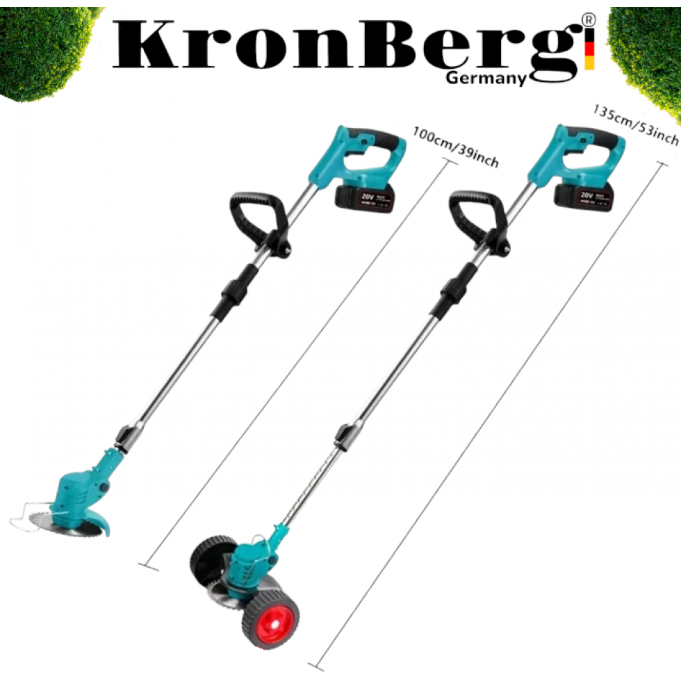 Акумулаторен Тример за Трева с Колела Храсторез KRONBERG 36V 8.0AH 2 Батерии и Зарядно Акумулаторен Тример за Трева с Колела Храсторез KRONBERG 36V 8.0AH 2 Батерии и Зарядно