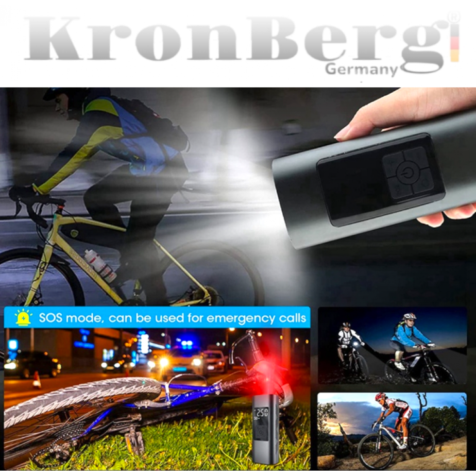 Акумулаторен Компресор за Гуми с Дисплей Безжичен с Фенер KRONBERG 150 PSI 3в1 Зарядно Power Bank
