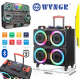 Тонколона Професионална Караоке BLUETOOTH 4х8″ инча Светеща Колона Портативна WVNGR с два микрофона Тонколона Професионална Караоке BLUETOOTH 4х8″ инча Светеща Колона Портативна WVNGR с два микрофона