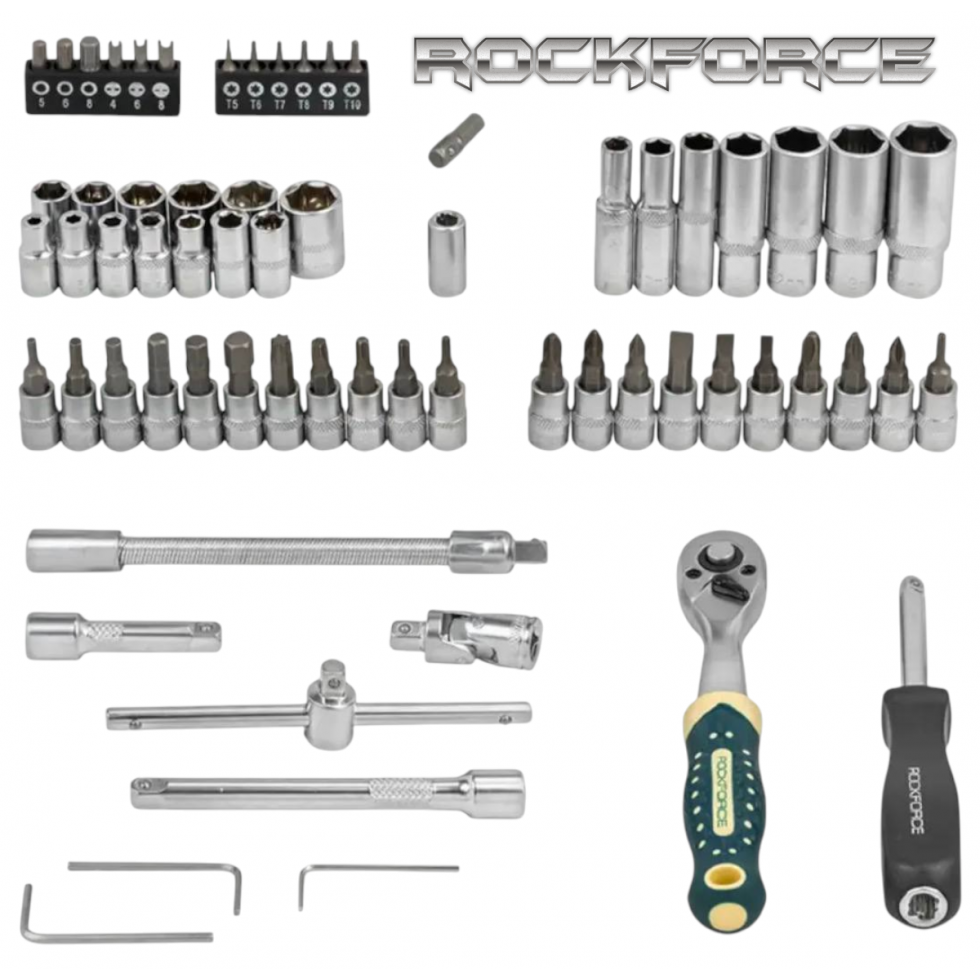 Професионално Гедоре 66 части 1/4″ Комплект Инструменти Тресчотка Вложки и Битове ROCKFORCE Професионално Гедоре 66 части 1/4″ Комплект Инструменти Тресчотка Вложки и Битове ROCKFORCE