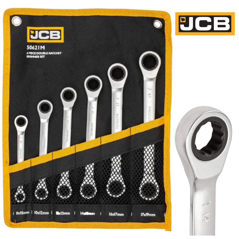 Ключове Тресчотни Двустранни JCB Комплект 6 части 8–19мм JCB-50621M Ключове Тресчотни Двустранни JCB Комплект 6 части 8–19мм JCB-50621M