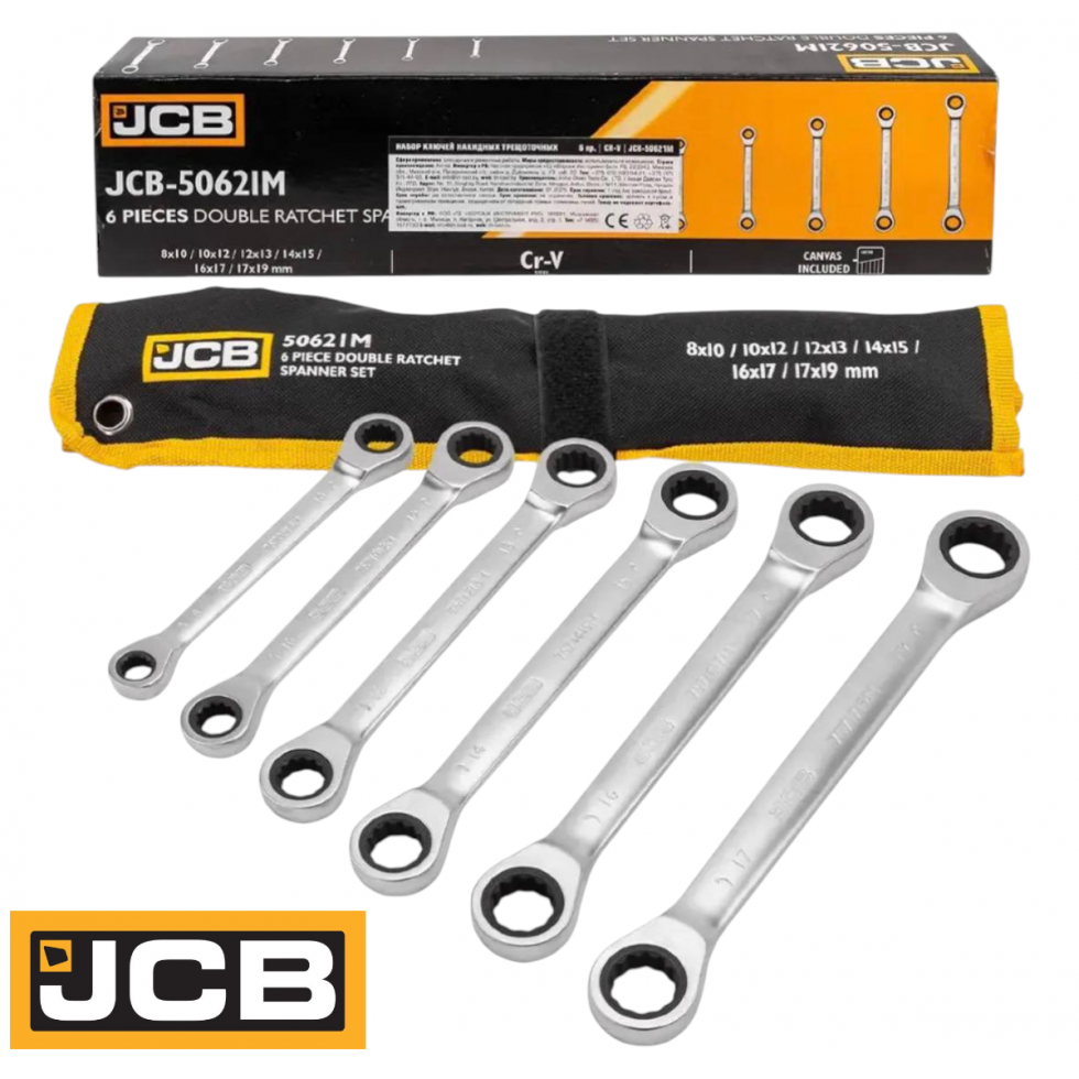 Ключове Тресчотни Двустранни JCB Комплект 6 части 8–19мм JCB-50621M Ключове Тресчотни Двустранни JCB Комплект 6 части 8–19мм JCB-50621M