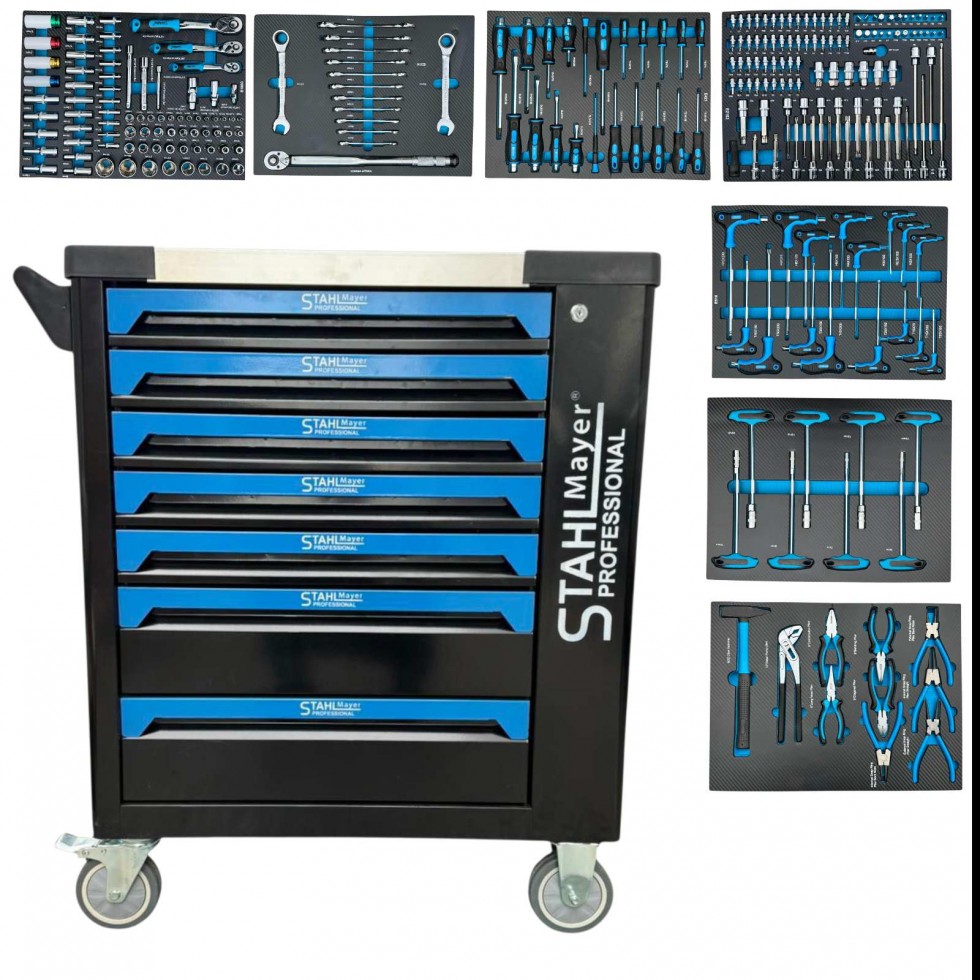 Професионален Шкаф с Инструменти 251 части STAHLMAYER BLUE Професионален Шкаф с Инструменти 251 части STAHLMAYER BLUE