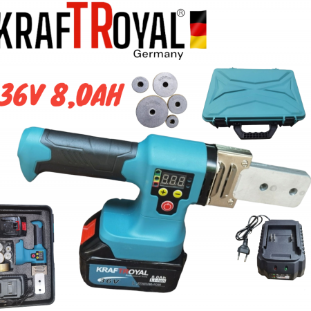  Акумулаторна Лепачка за Полипропиленови Тръби ППР 36V KRAFTROYAL 8,0AH Безжичен Поялник ф20 Ф25 Ф32 ф40 ф50
